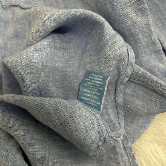 TOSCANO AQUA Patrick Assaraf 100% Linen Shirt Men’s Button Front Light Blue Sz L - Picture 9 of 11